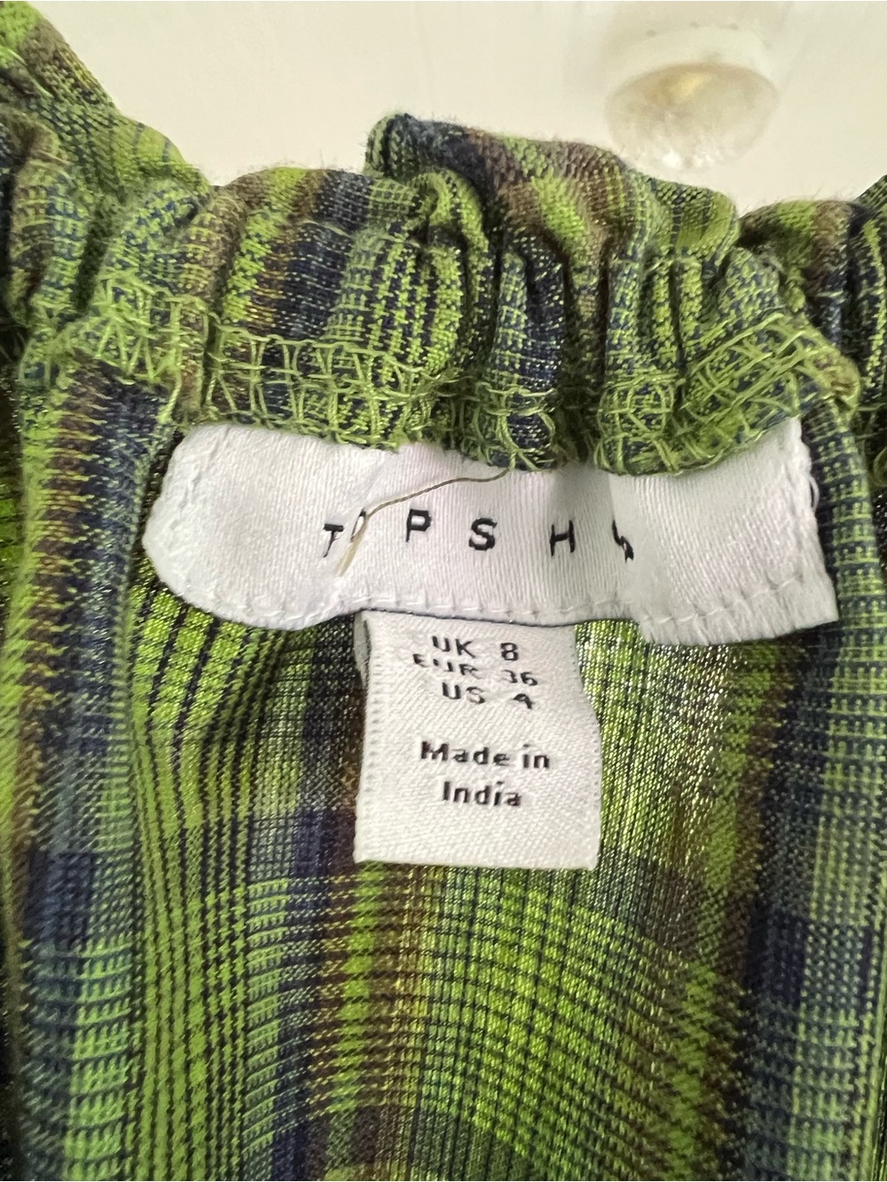 Topshop Olive Green Smocked Maxi Dress with Puff Sleeves - Picture 3 of 3